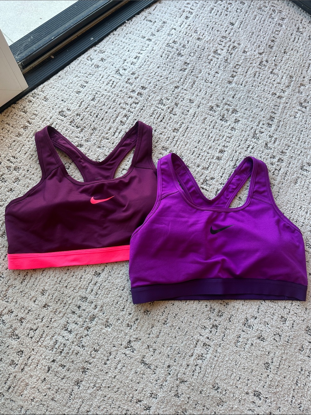 Nike Women’s Dual-Purple Racerback Sports Bras - Plum & Magenta Trim